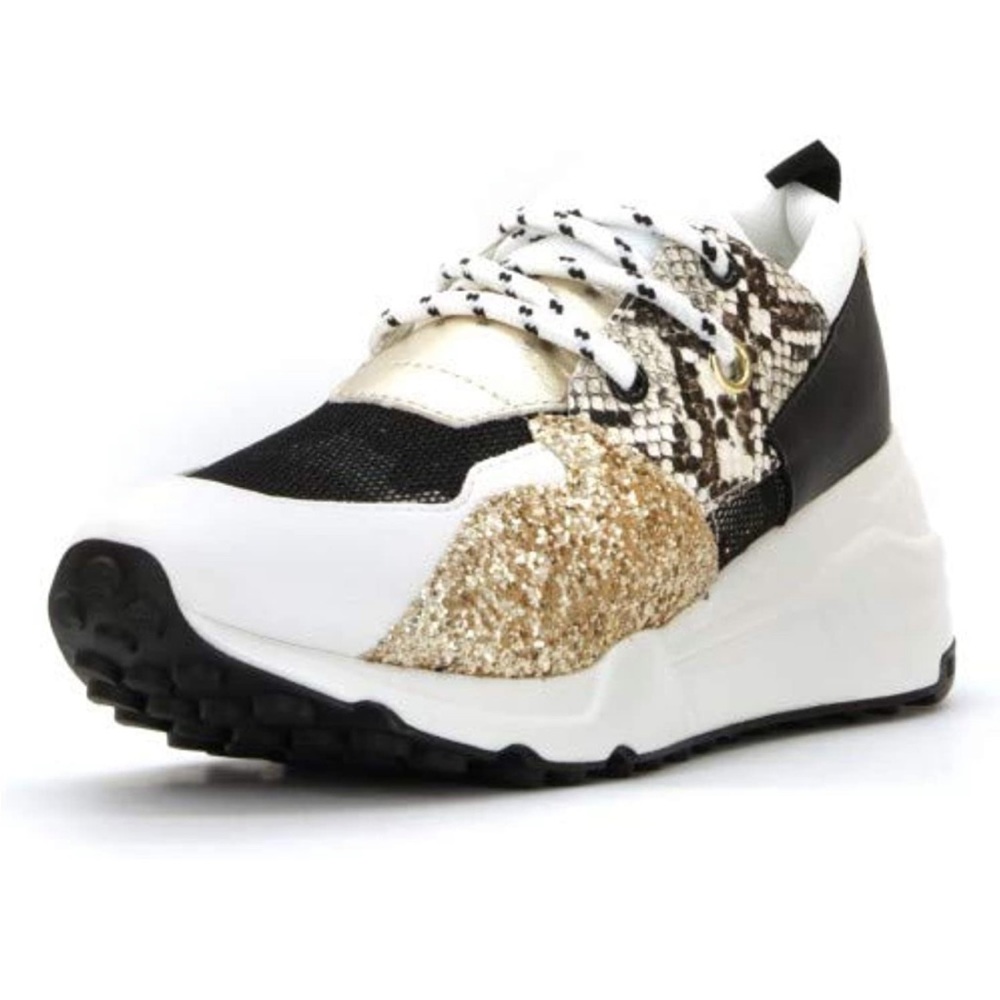 Steve Madden platform sneaker - white gold leather
